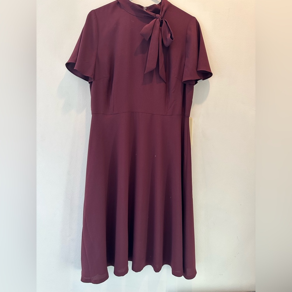 Talbots Burgundy Tie-Neck A-Line Dress